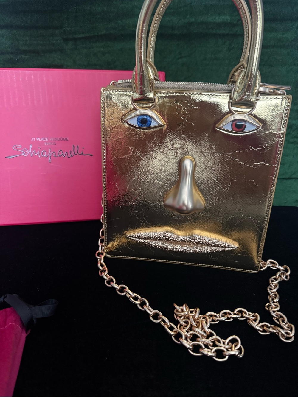 Schiaparelli Inspired Gold Face Anatomy Accent Structured bag - Picture 10 of 13
